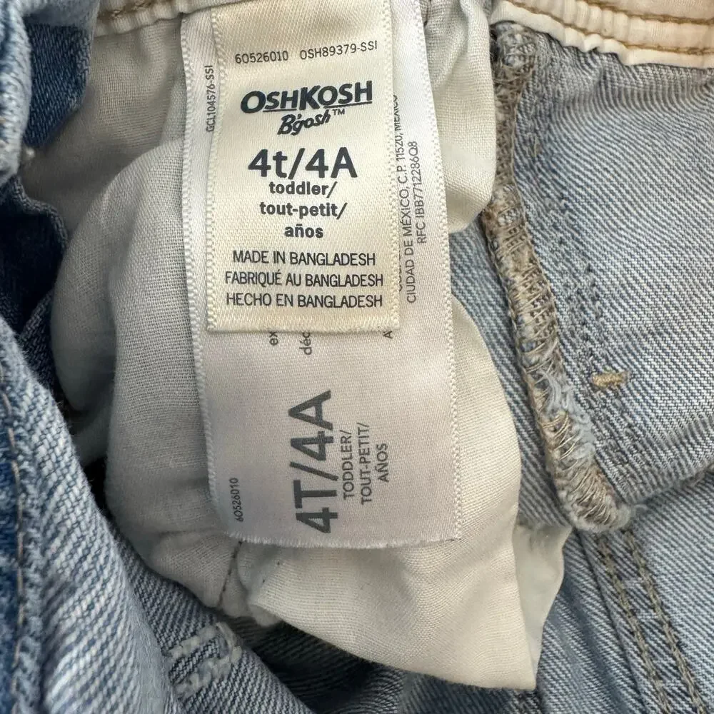 Oshkosh Overalls Denim Hearts Girls Size 4